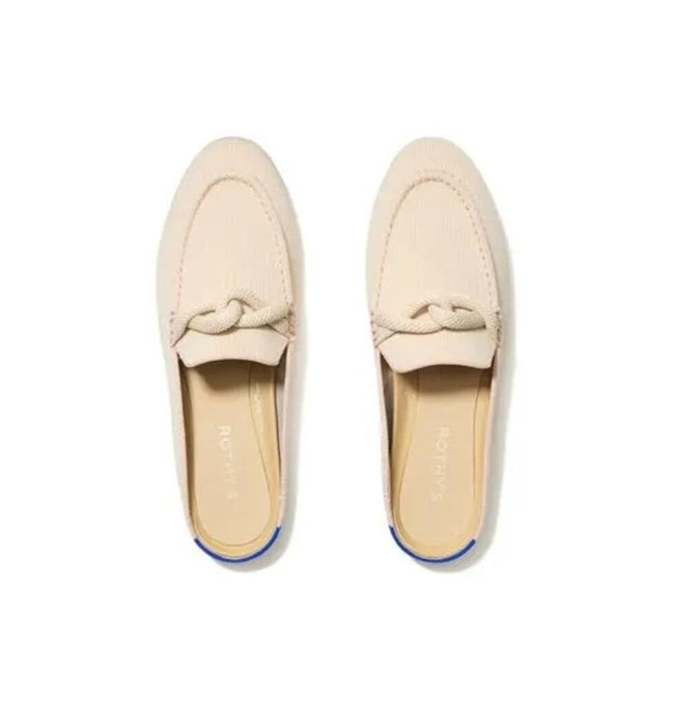 NWOT Rothy's Loafer Mules 9 knot cream neutral *flaw* $149 washable knit slide